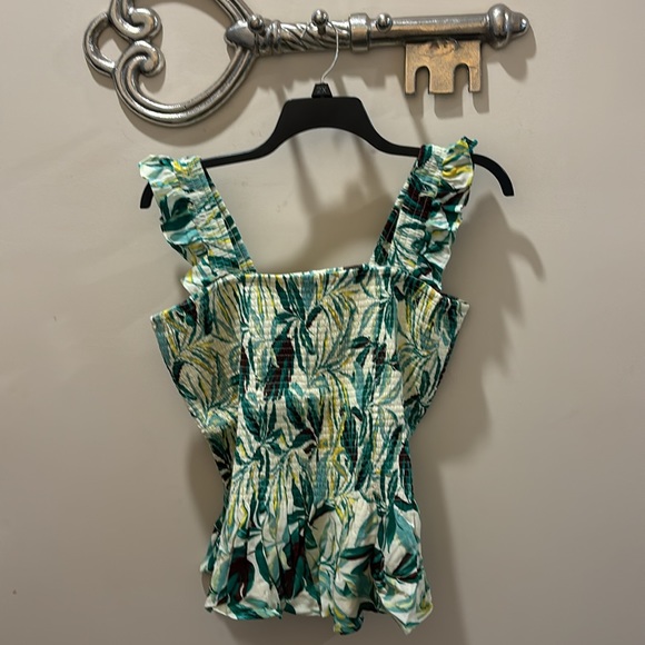 Plus TORRID Peplum Washable Crinkle Gauze Tropical Print Smocked Tank Top 3X - Picture 5 of 5